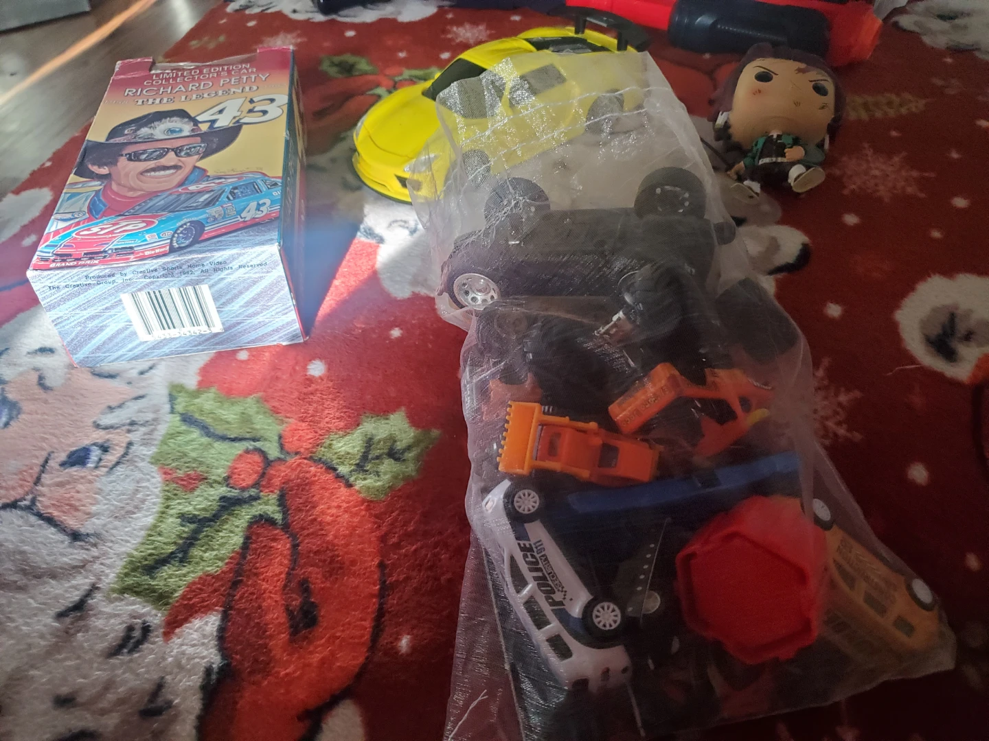 Lot of Toy Cars and Richard Petty Collectible Box