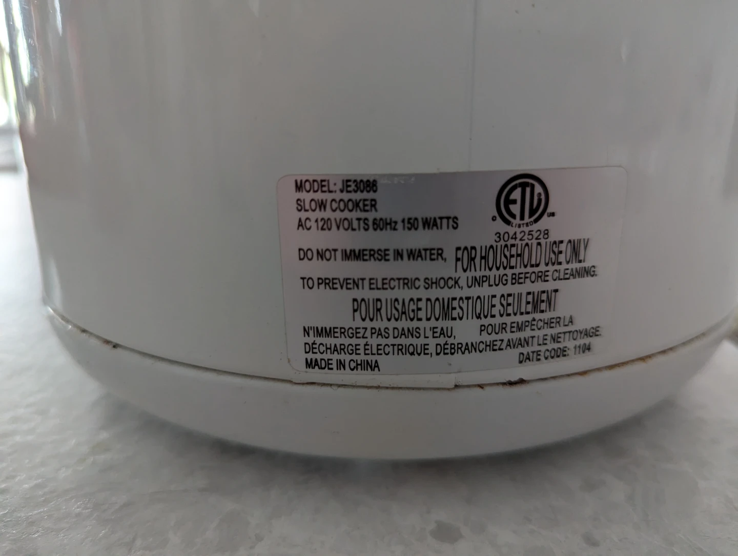 2 qt Slow Cooker JE3086 - photo 4