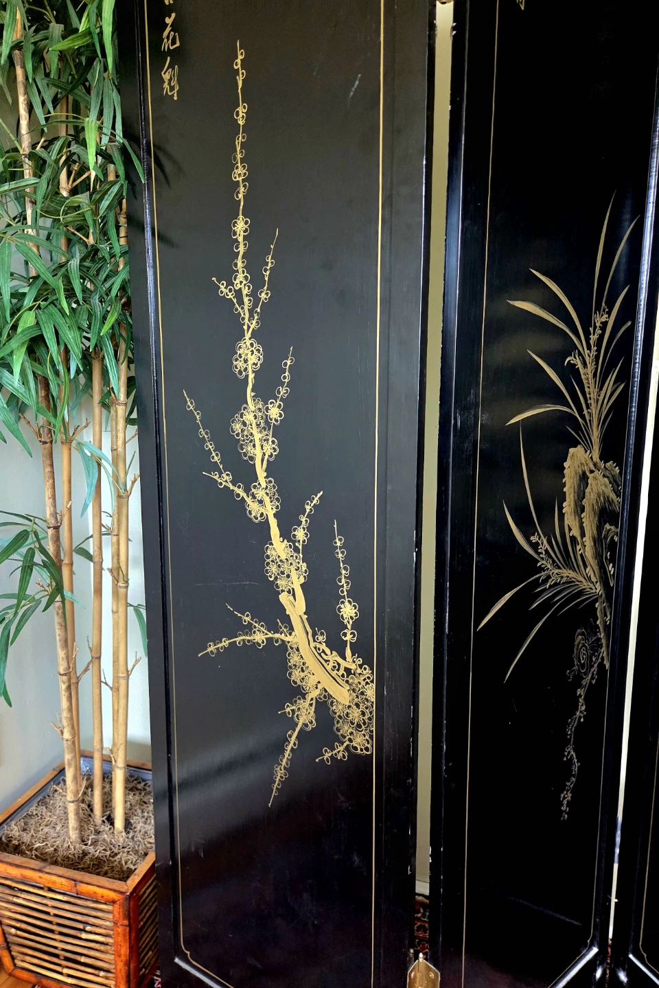 Large Vintage Double Sided Four Panel Partition/Room Divider - photo 5
