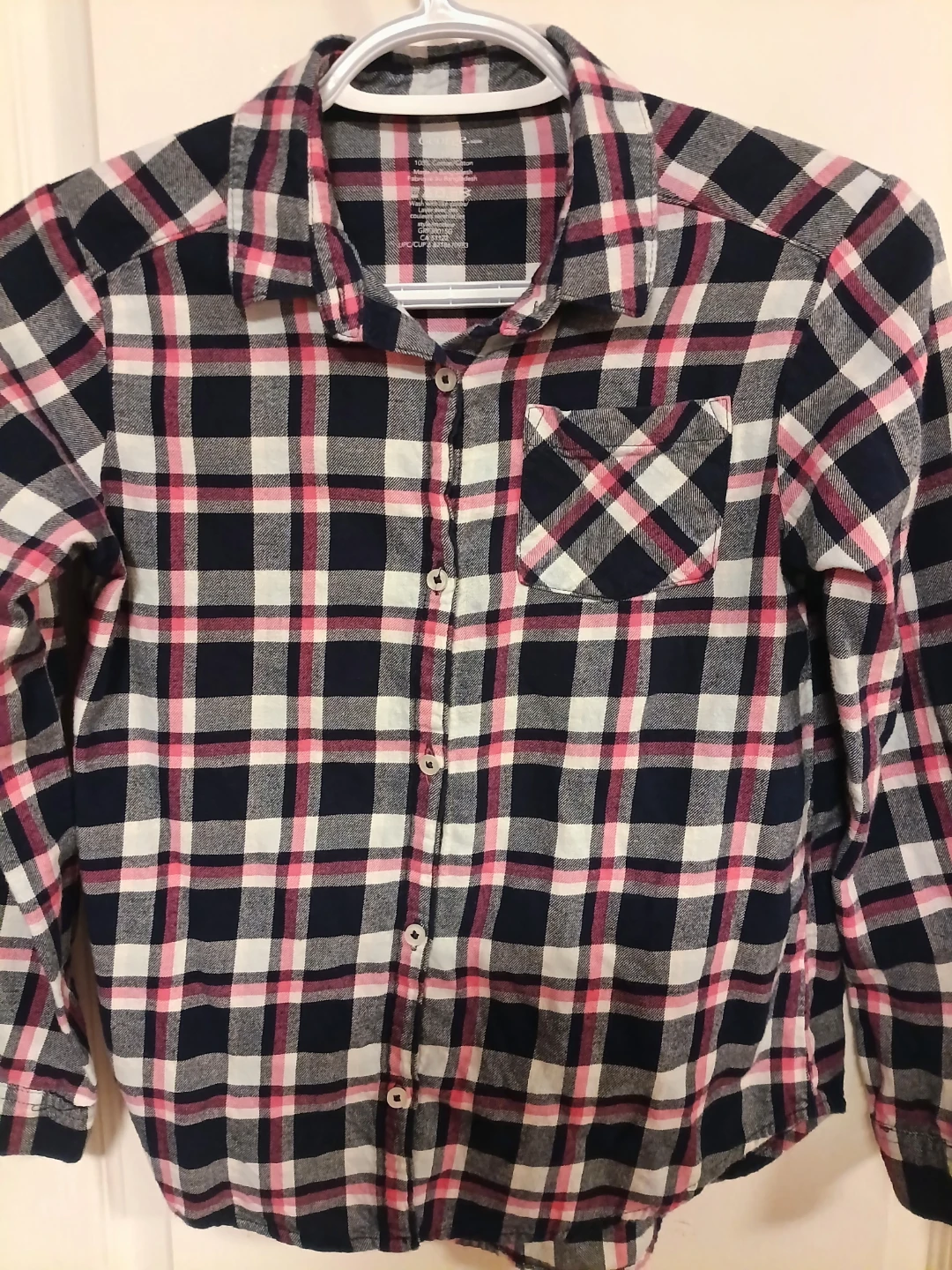 Kids Blue/pink plaid button up