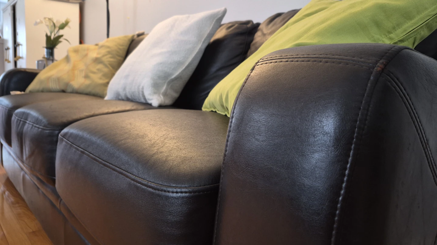 Dark Brown 3 Seater Leather Sofa - photo 3