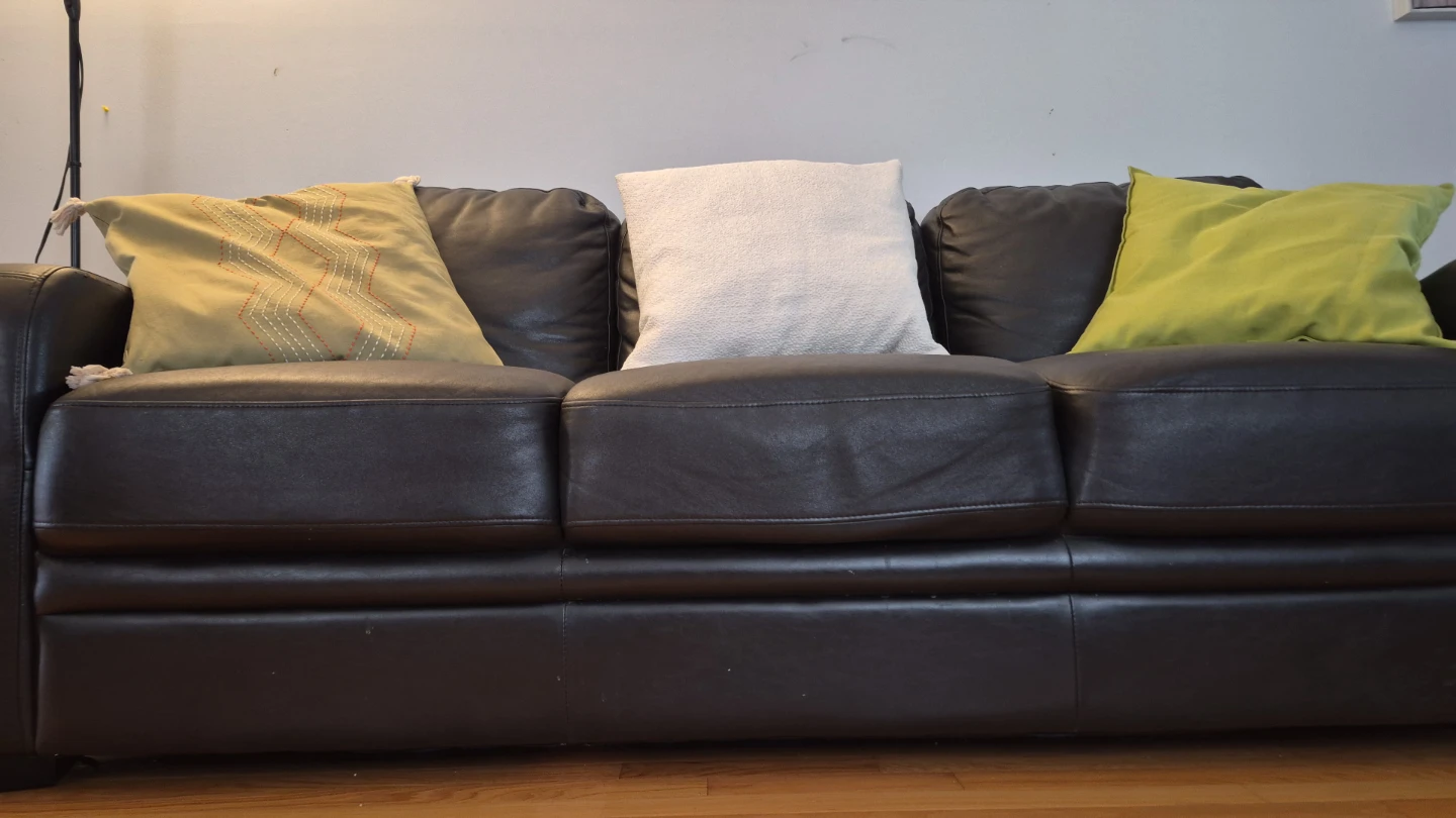 Dark Brown 3 Seater Leather Sofa - photo 4