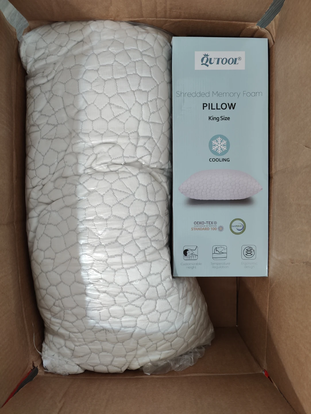 Qutool King Size Cooling Memory Foam Pillow - photo 2