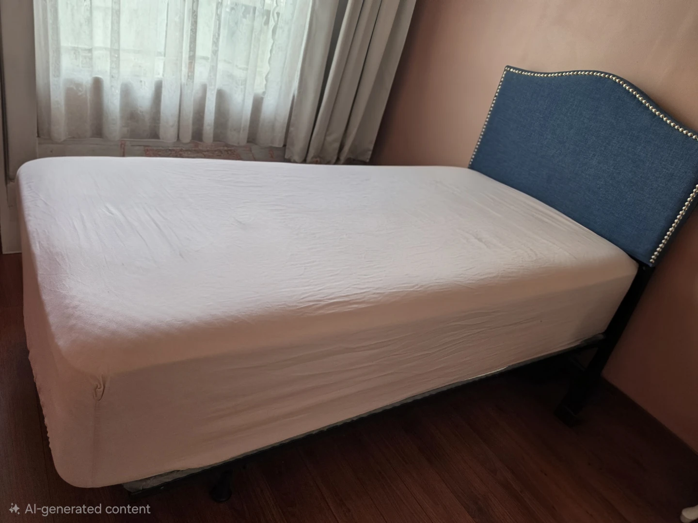 Blue Upholstered Twin XL Headboard - photo 3