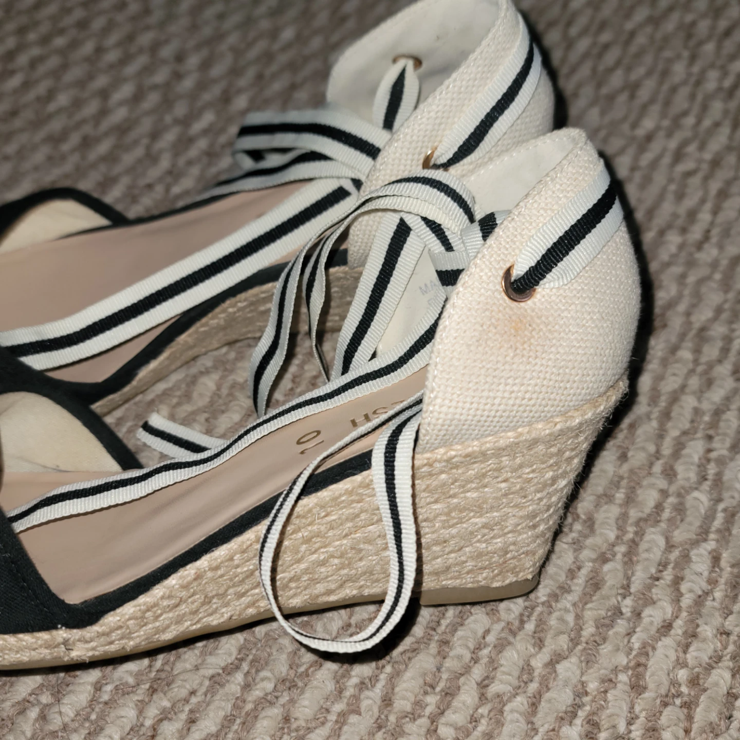 Espadrille Wedge Sandals Black & White Stripe—Size 10 - photo 3