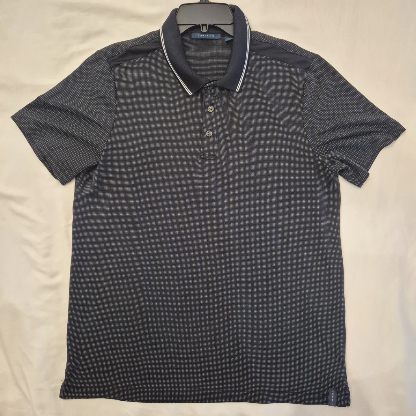 Perry Ellis Men's Black Dot Polo Shirt Size Medium