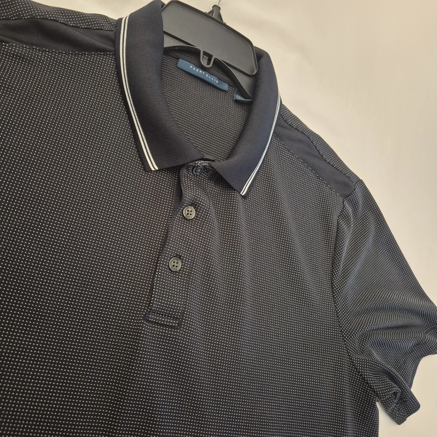 Perry Ellis Men's Black Dot Polo Shirt Size Medium - photo 2
