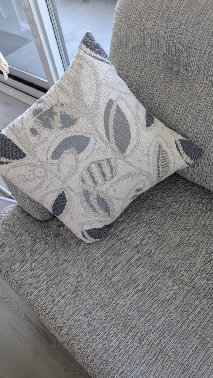 Grey Fabric Sofa with Accent Pillows - photo 3