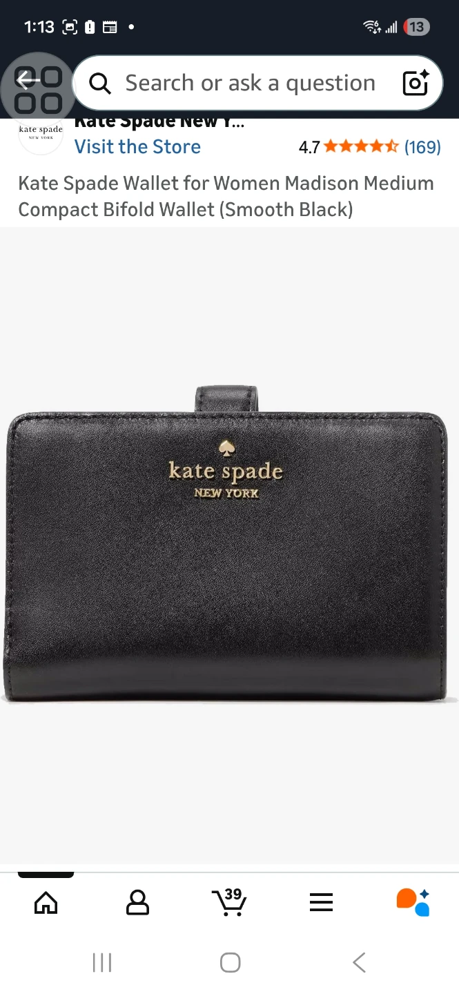 Kate Spade Madison Medium Bifold Wallet - Smooth Black - photo 2