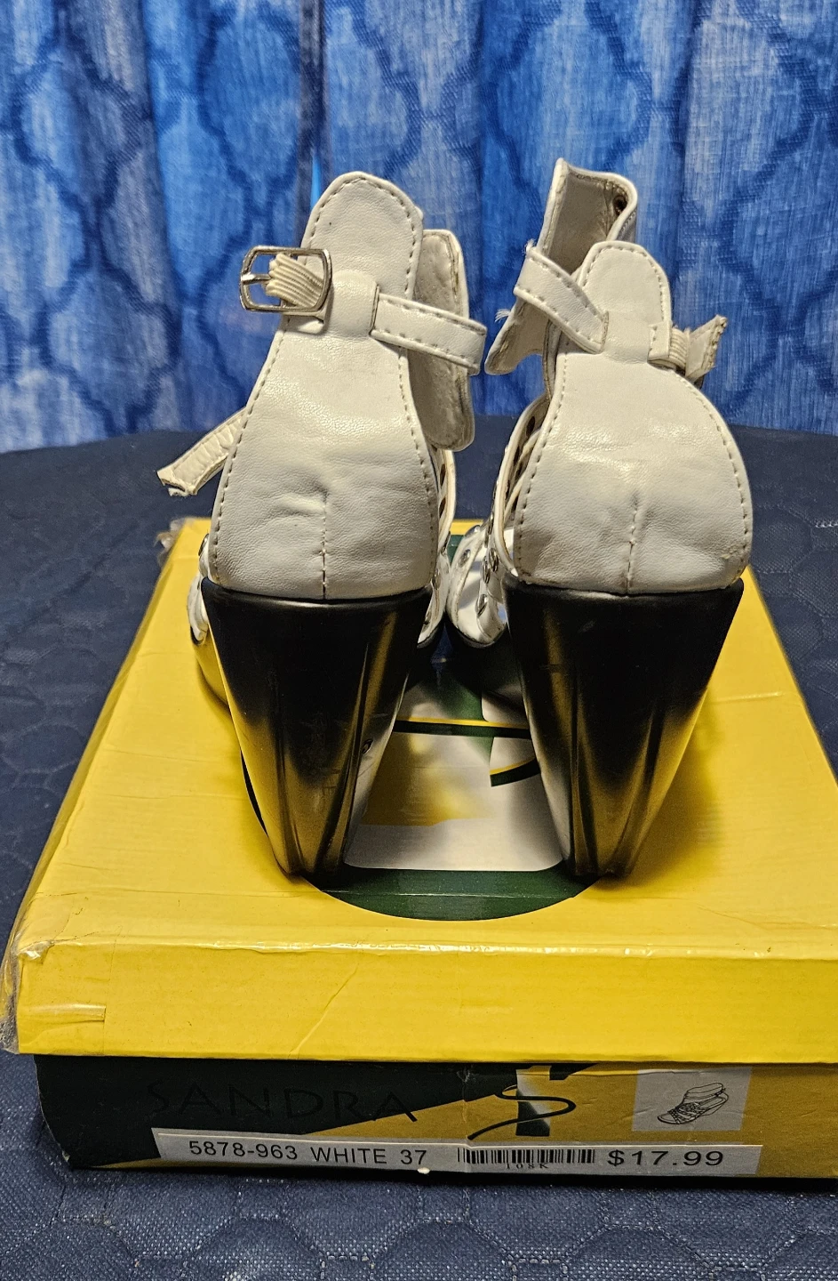 White Studded Wedge Sandals Size 37 - photo 3