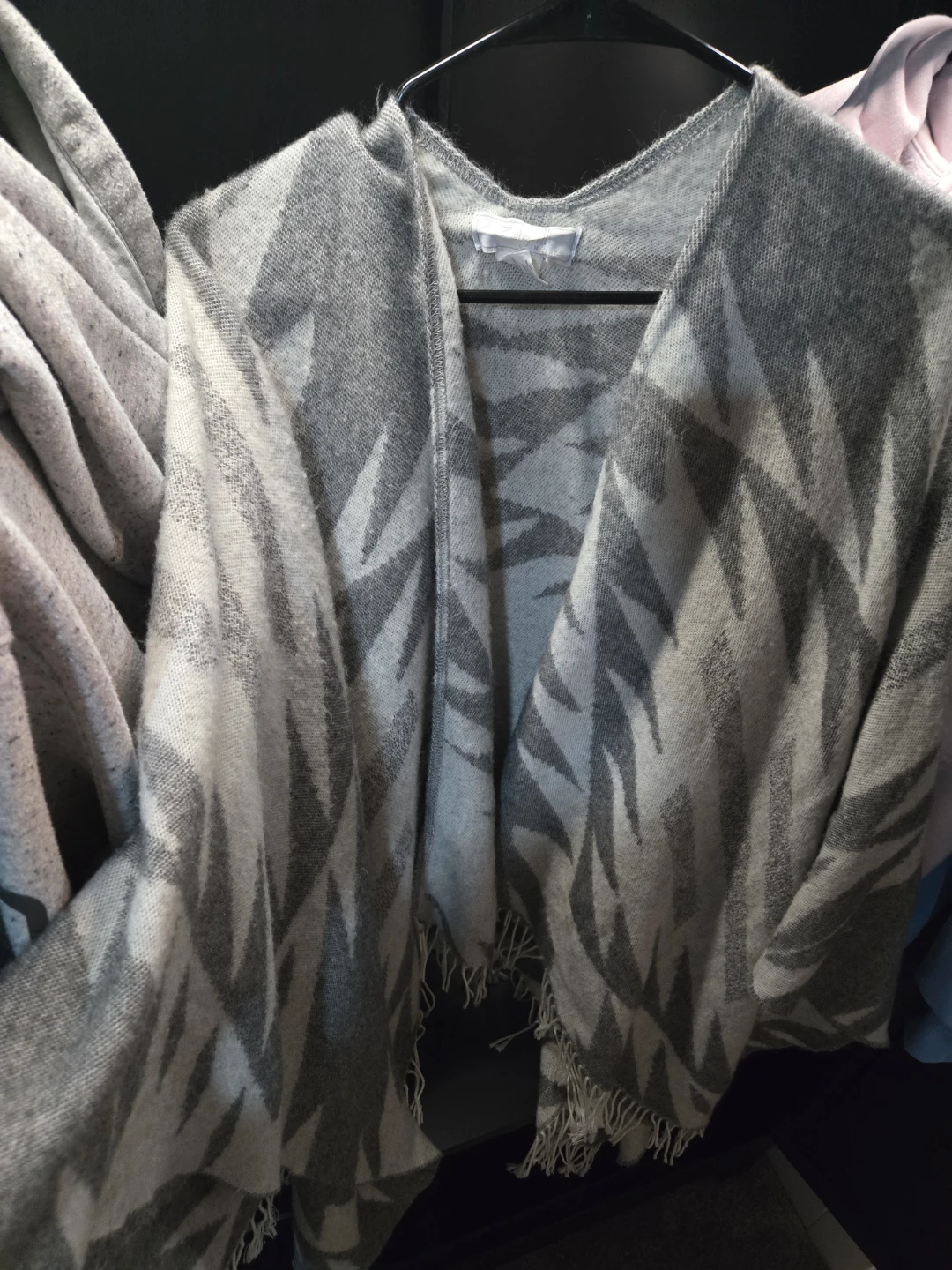 Zighilli Grey Acrylic One Size Fits All Poncho