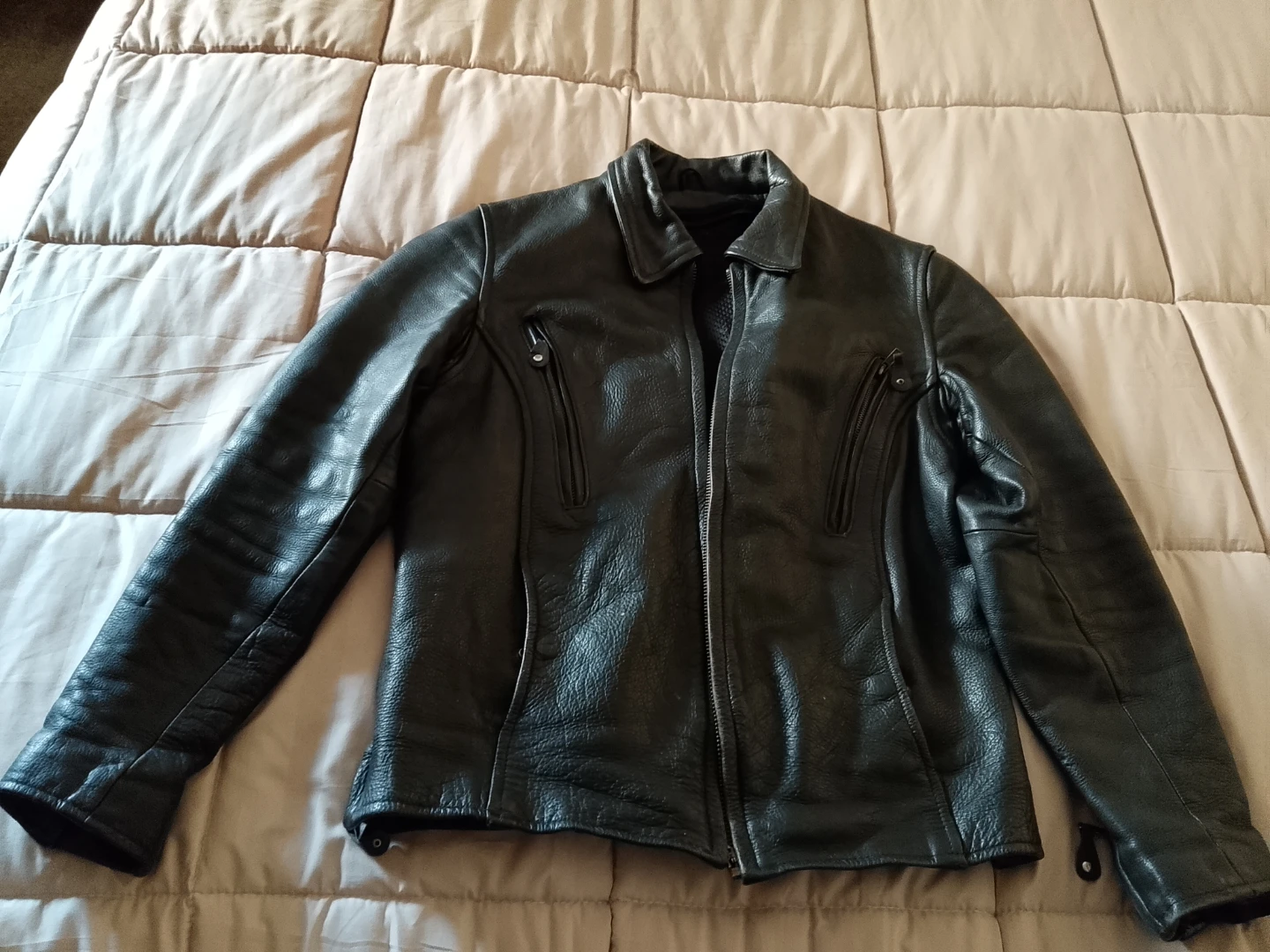 Black Leather Motorcycle Jacket - photo 3