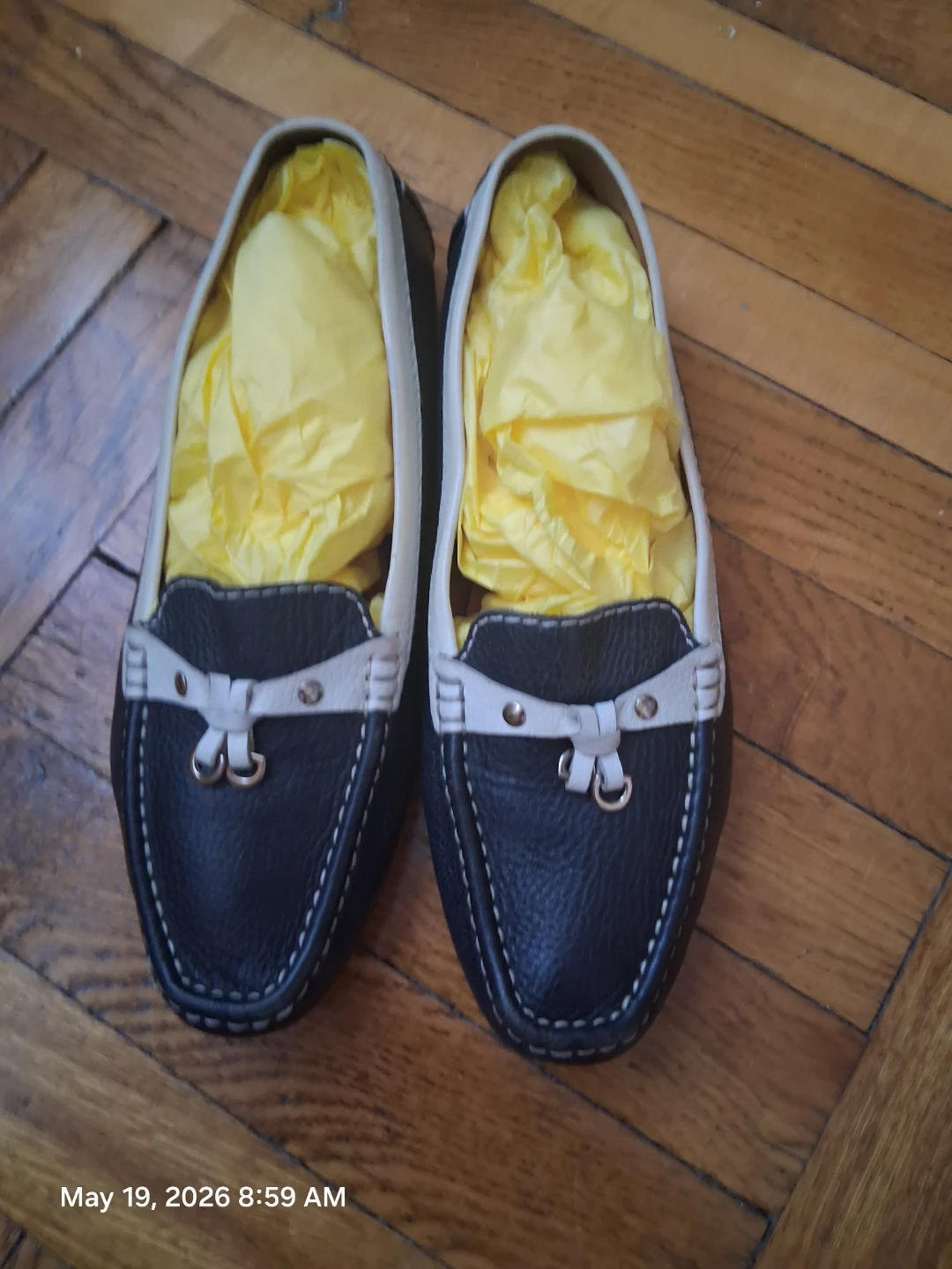 Navy Blue Italian Leather Driving Moccasins