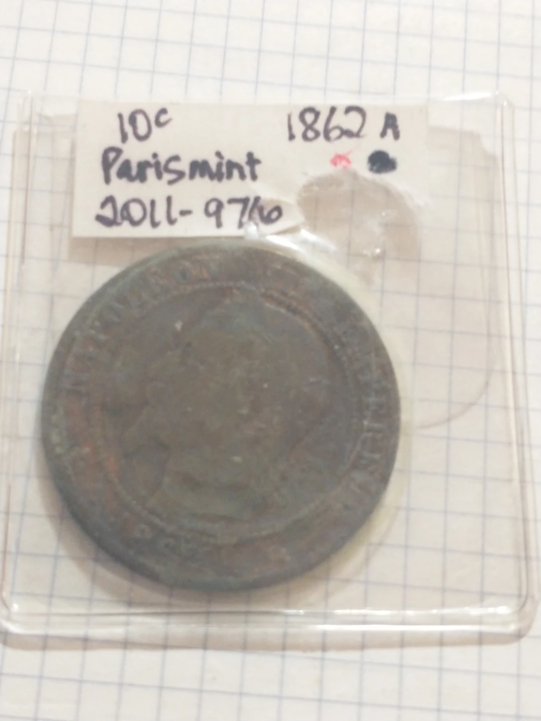 Napoleon III French Empire 10 Centime Coin - 1862 - photo 5