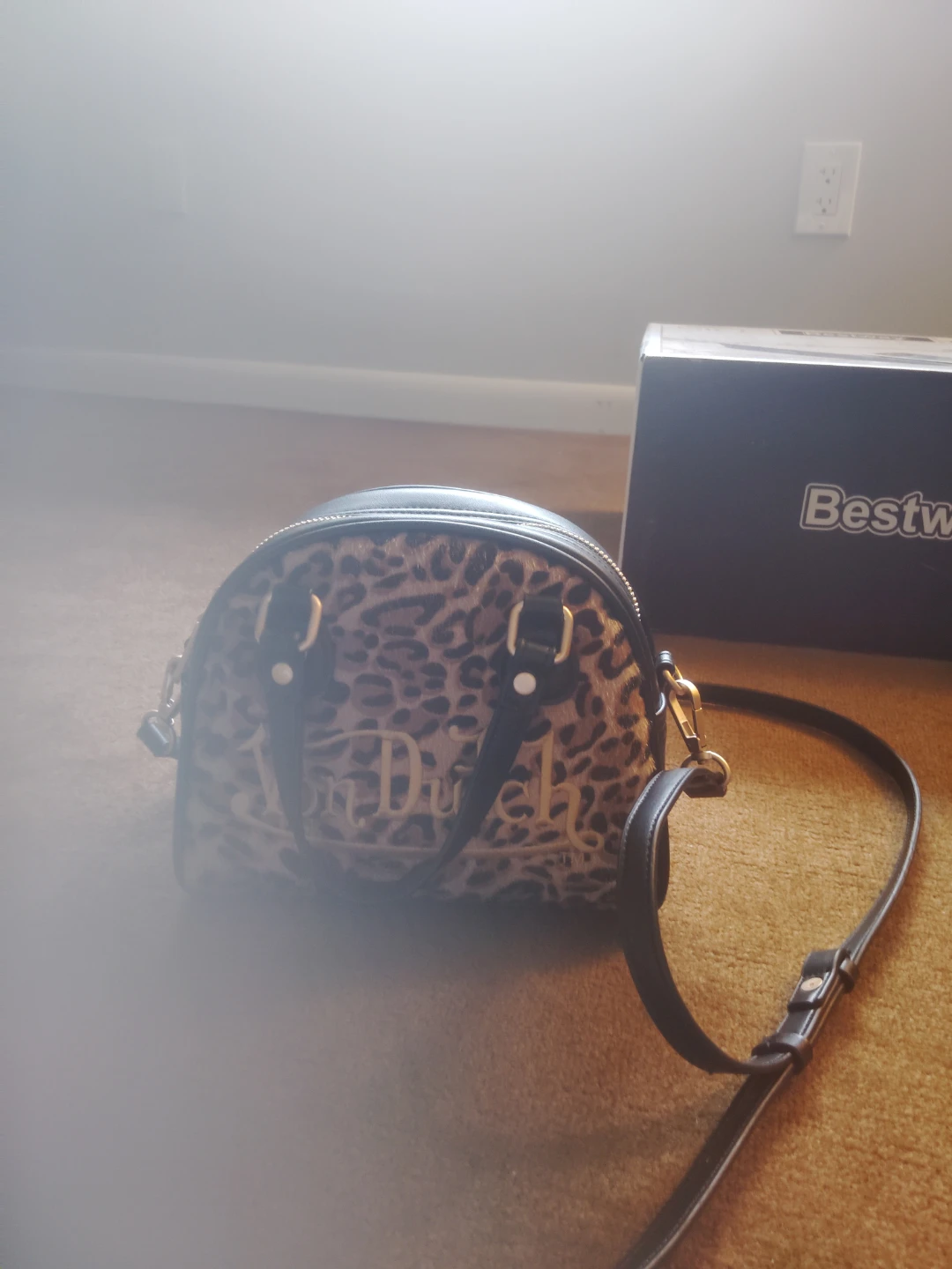 Leopard Print Monogrammed Satchel Handbag - photo 2