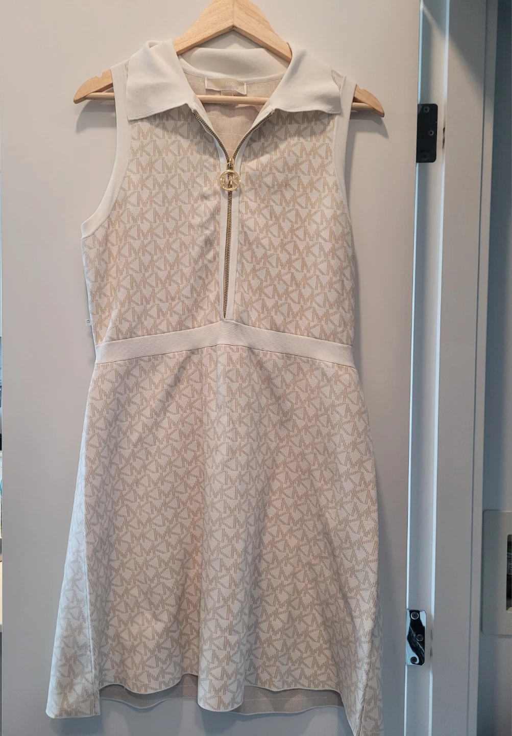 Size Large, Authentic Michael Kors Logo Jacquard Zip Polo Dress