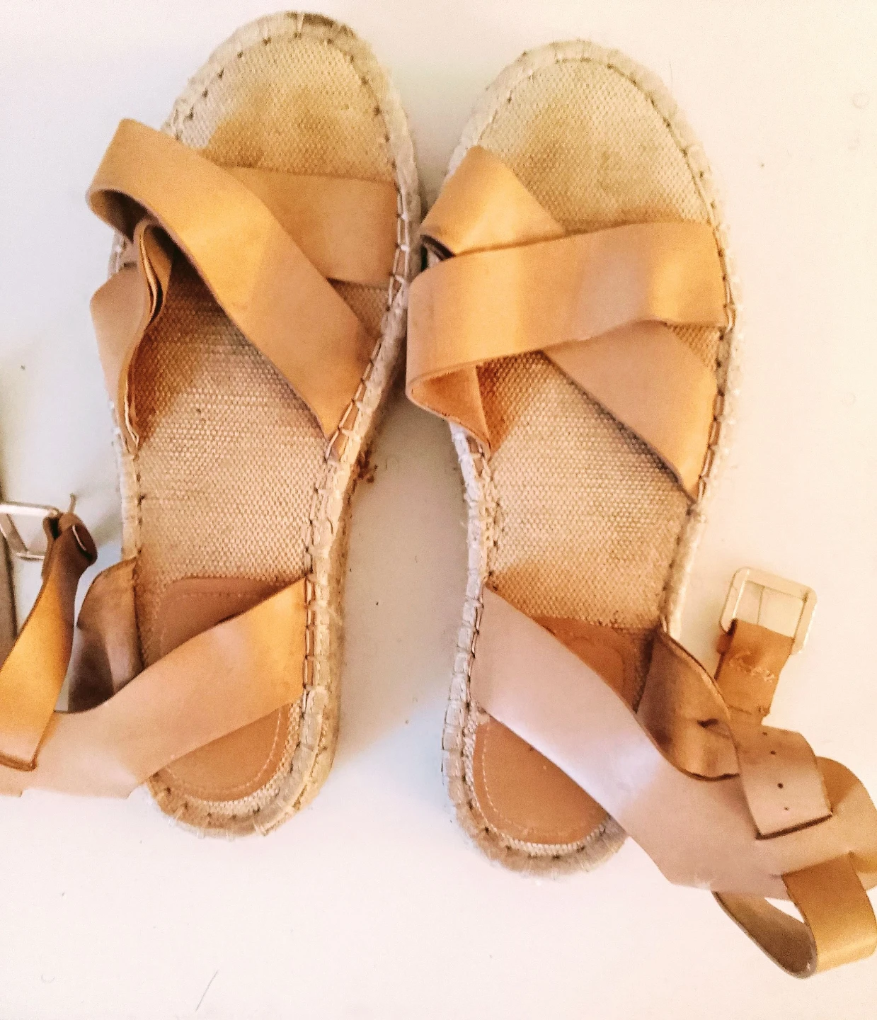 Tan Espadrille Sandals with Straps