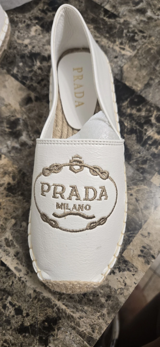 Prada White  Espadrille Flats Size 37