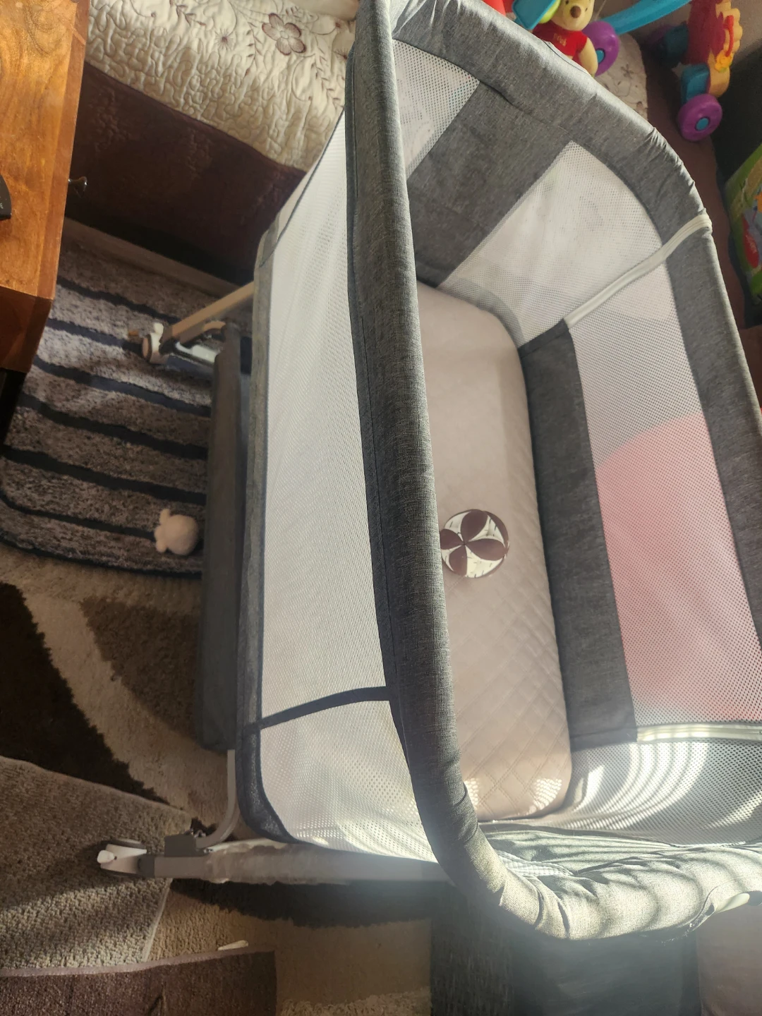 Grey Portable Baby Bassinet