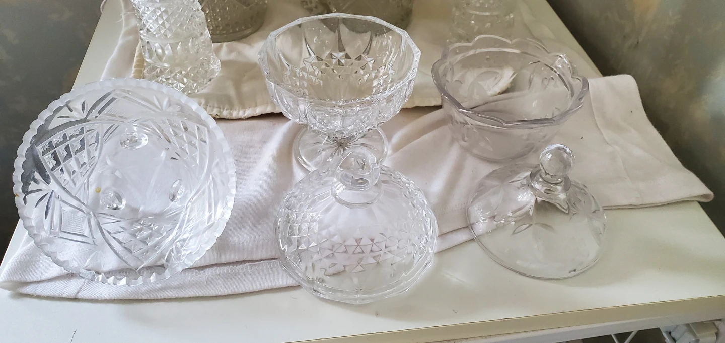Crystal Glass Candy Dish and Vases Set - photo 2