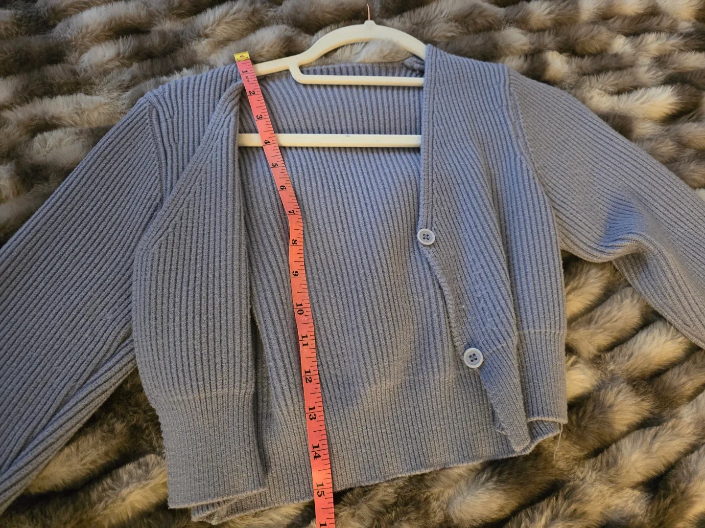 Gray-blue Cropped Cardigan - photo 4