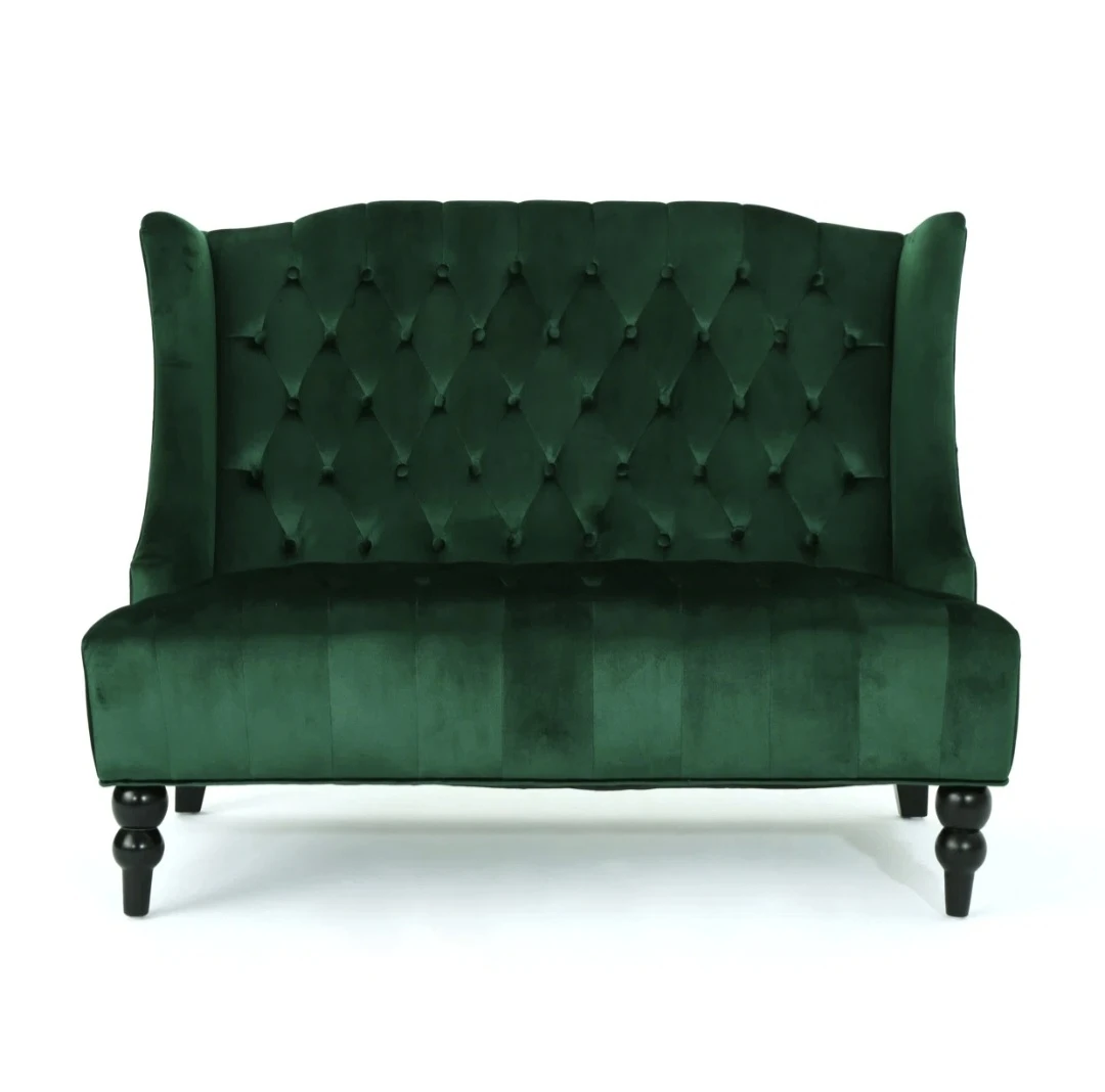 Emerald Green Velvet Loveseat