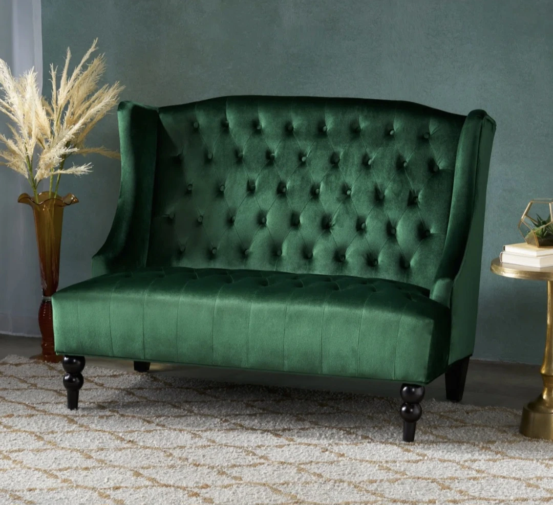 Emerald Green Velvet Loveseat - photo 3
