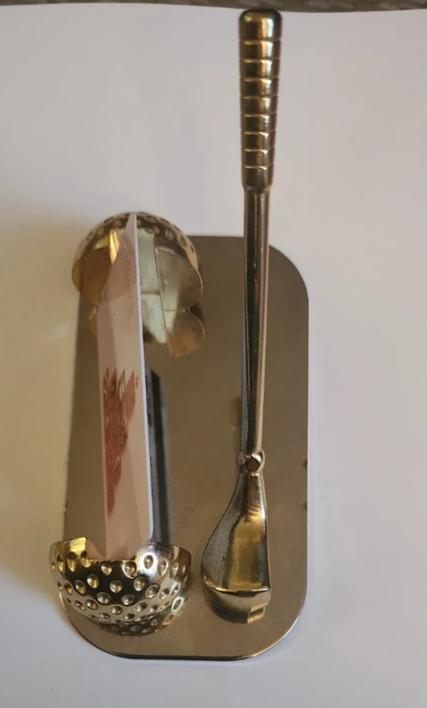 Vintage brass plated golf themed business card holder - photo 2