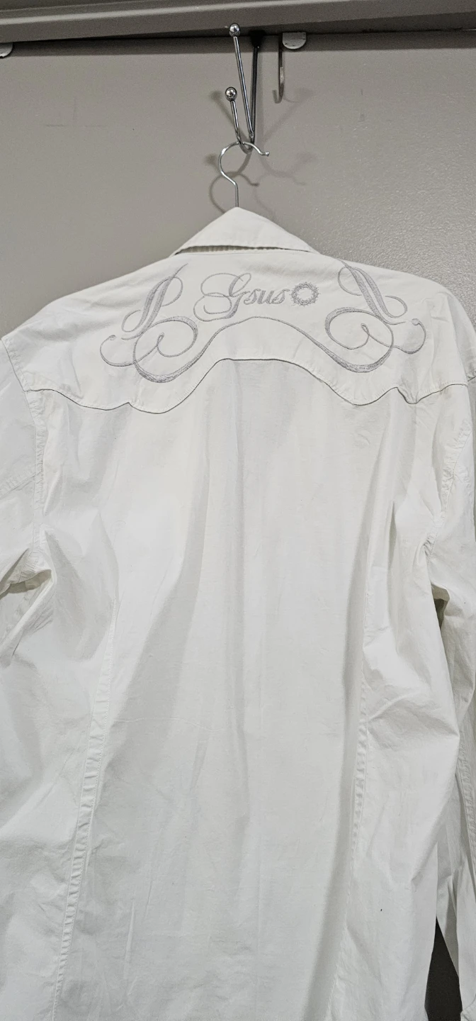 GSUS Industries White Embroidered Button-Up Shirt XL - photo 3