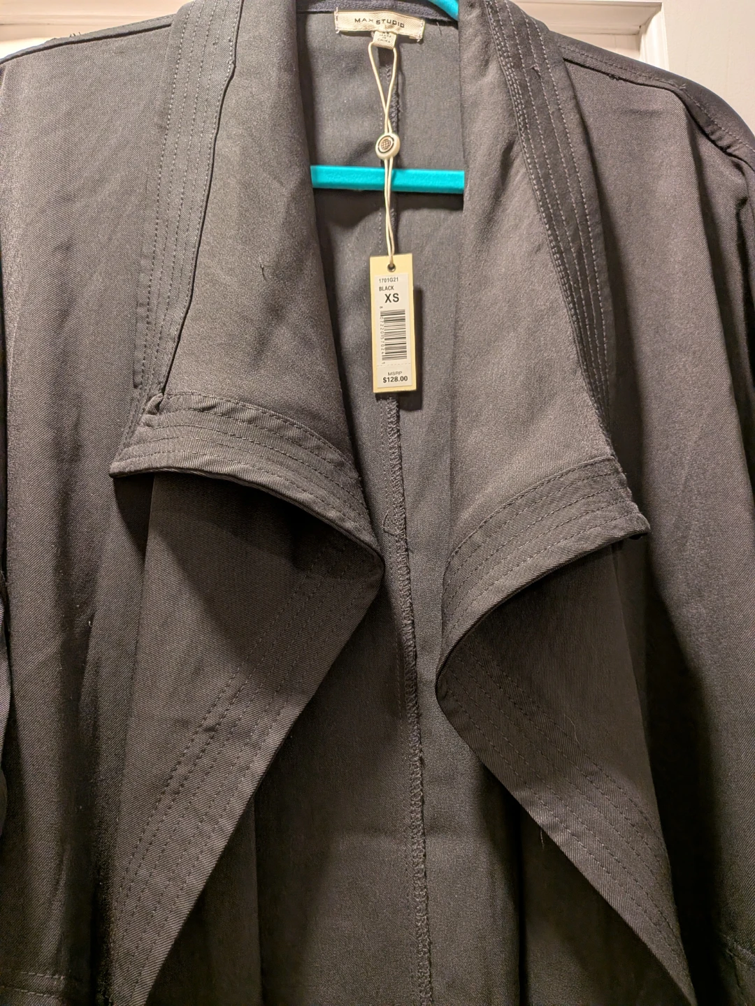 MAX STUDIO Black Drape Front Jacket XS