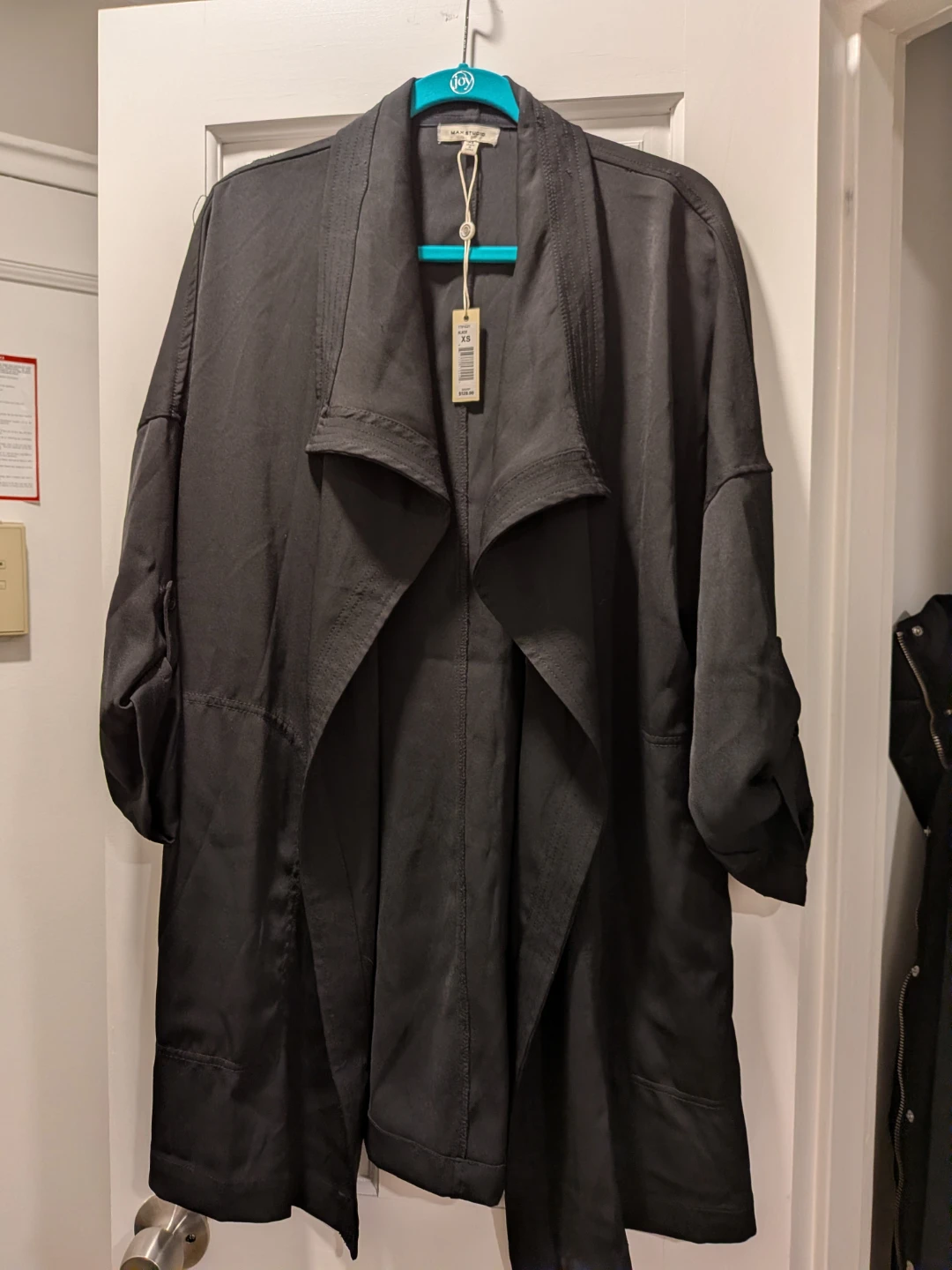 MAX STUDIO Black Drape Front Jacket XS - photo 4
