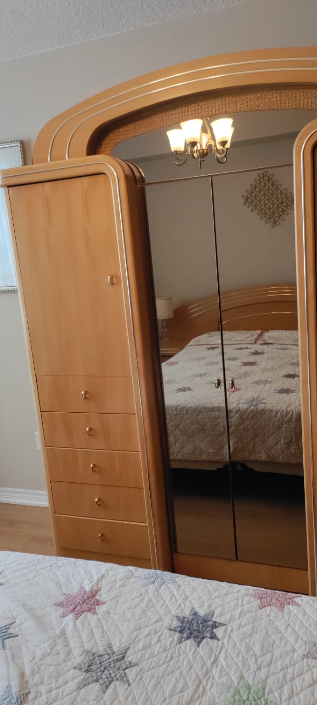Vintage Bedroom Set: Dresser, Wardrobe, and Stool - photo 5