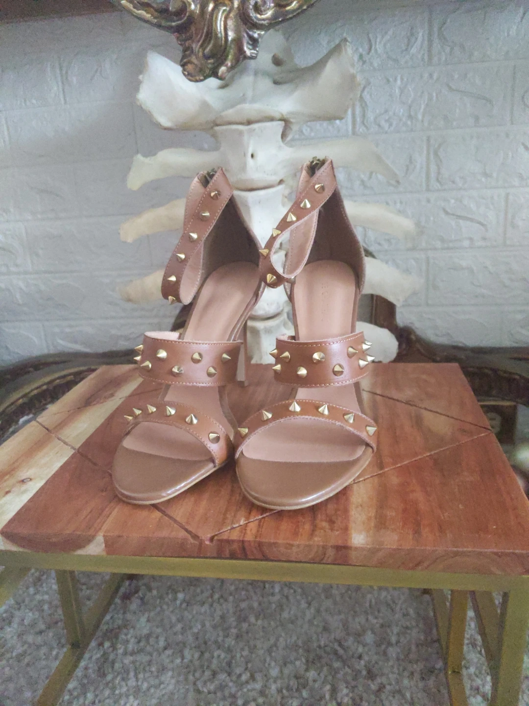 Le Château Tan Studded Heels Size 9