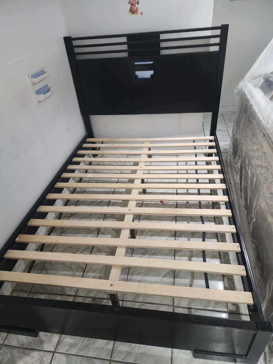 Black Metal Bed Frame with Headboard