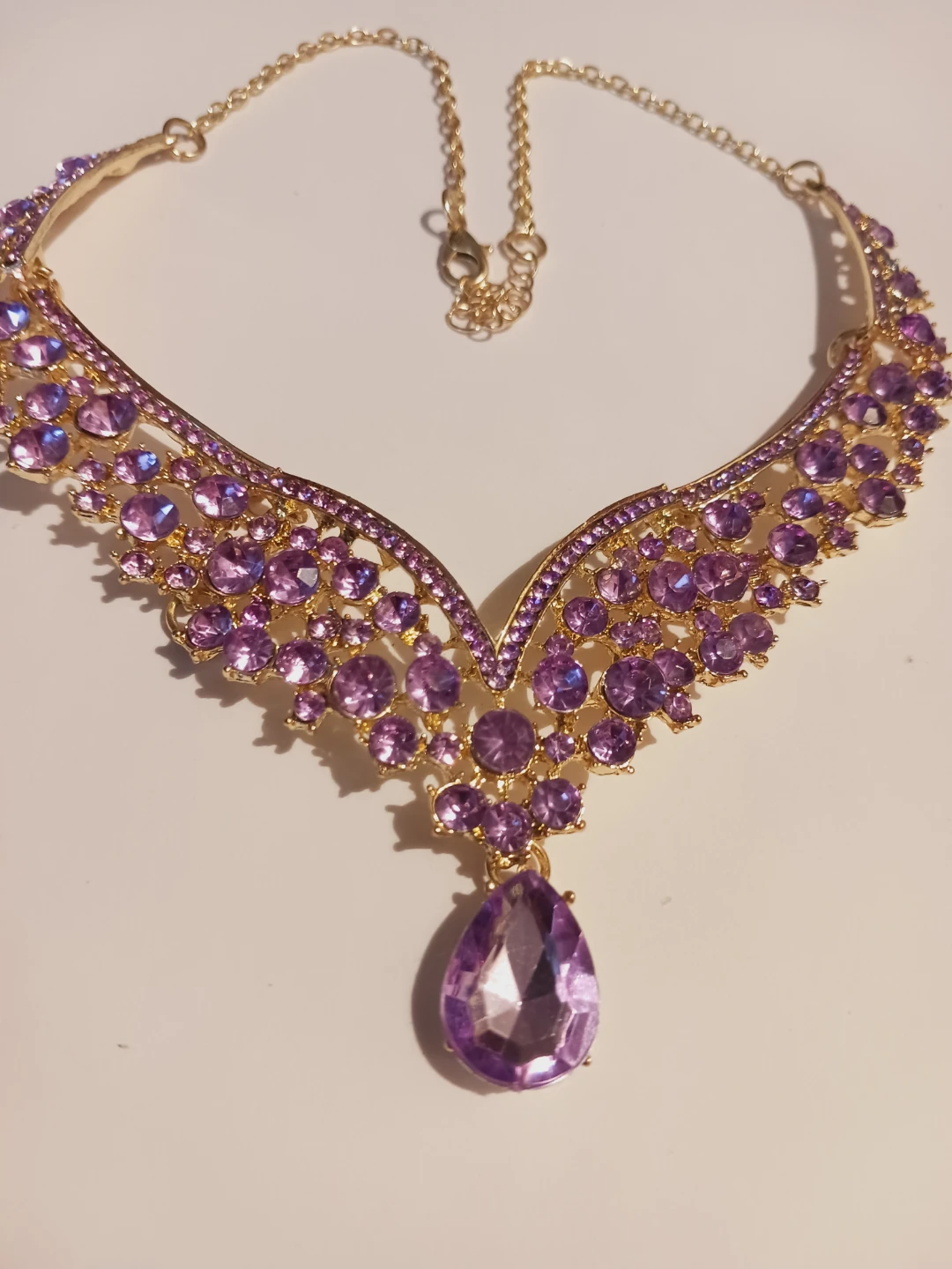 Gorgeous Light Purple Lilac Stones Statement Necklace - photo 3