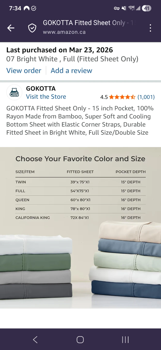 Bamboo Fitted Sheet - White, Full - photo 4