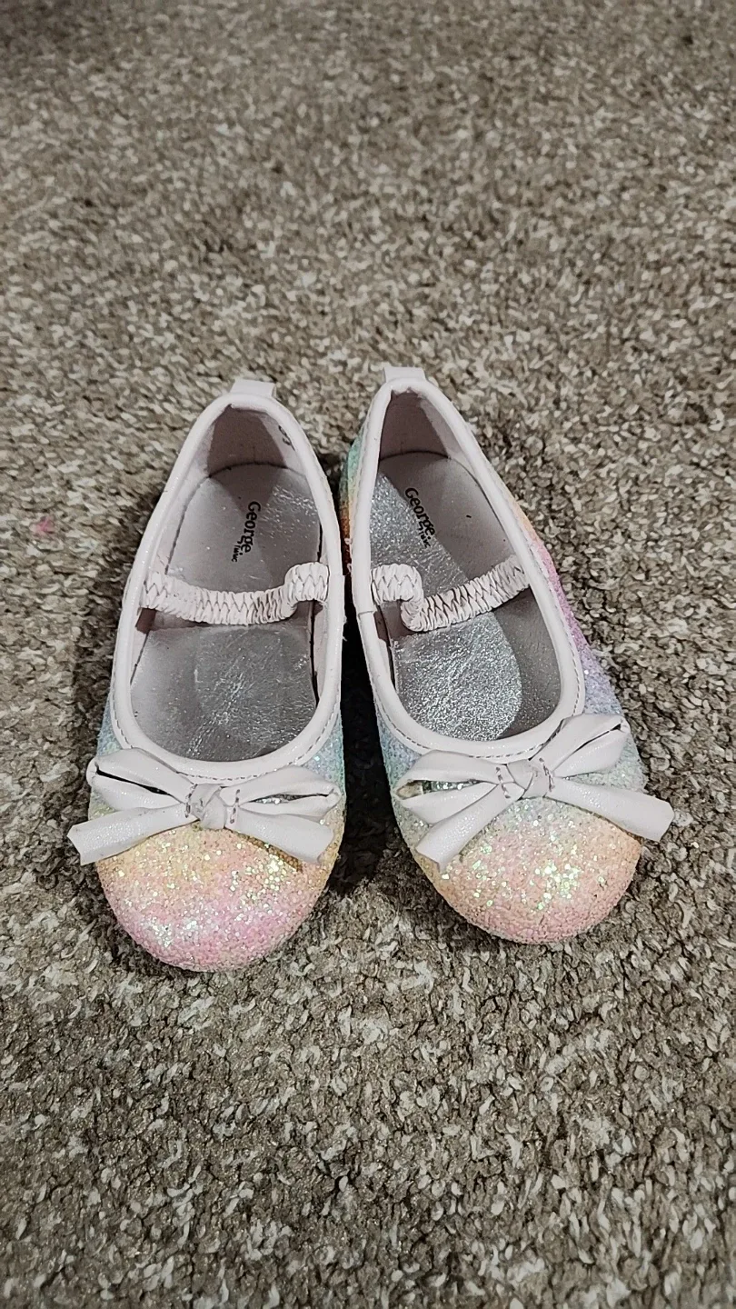 Toddler Girls Rainbow Glitter Flat Shoes
