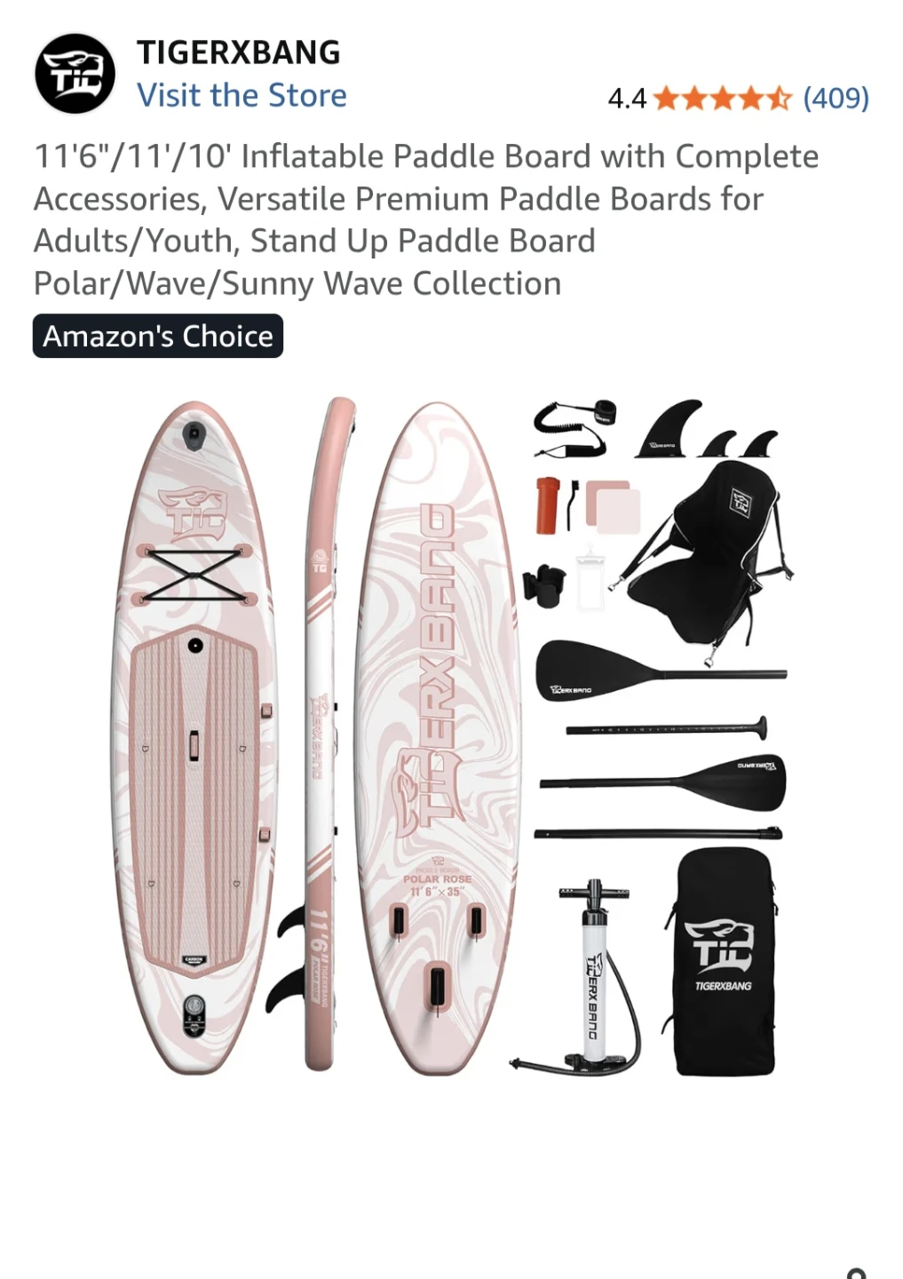 TIGERBANG 11'6" Inflatable Paddle Board - Pink