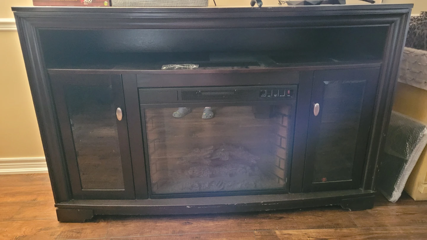 Dark Brown Electric Fireplace TV Stand