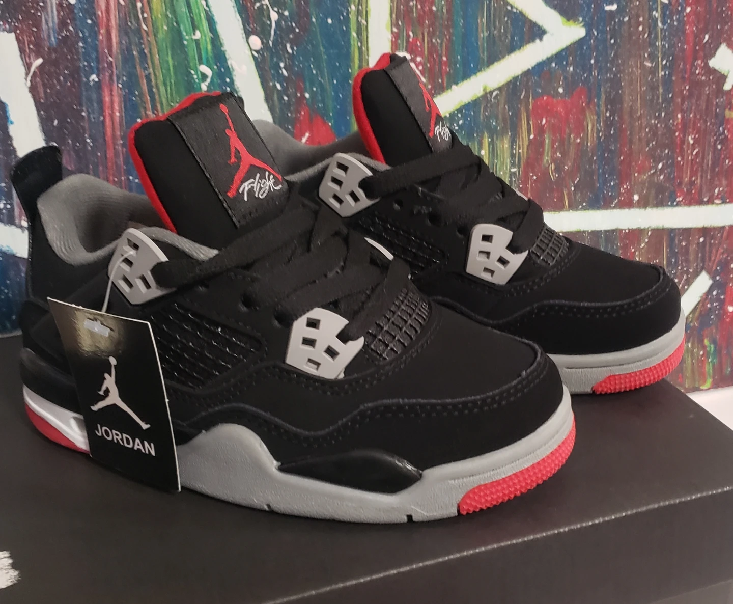 Brand new Jordan 4 Kids Black Red S 11c 2Y