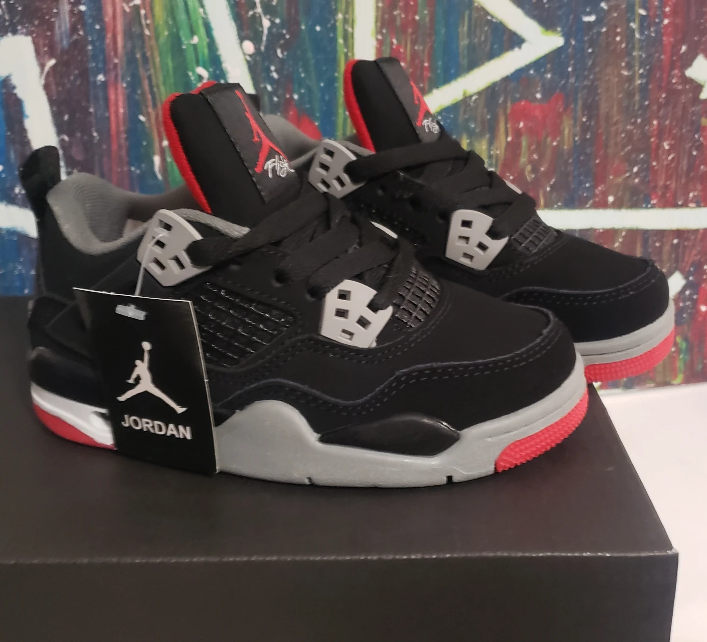 Brand new Jordan 4 Kids Black Red S 11c 2Y - photo 5