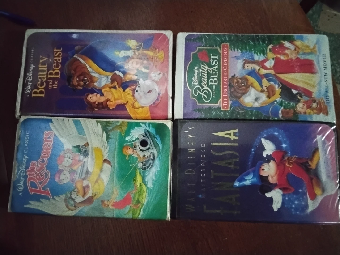 Disney VHS Tapes: Beauty and the Beast, The Rescuers, Fantasia