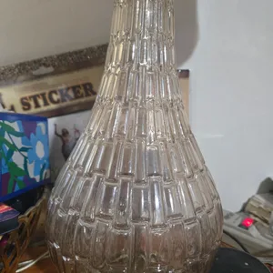 Glass Table Lamp with Beige Shade 2 for sale