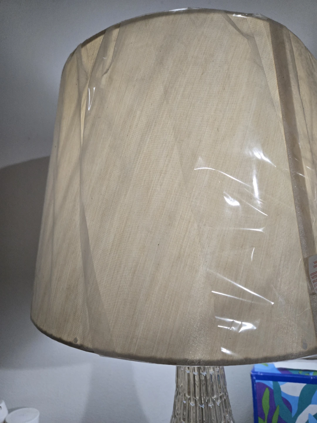 Glass Table Lamp with Beige Shade - photo 2