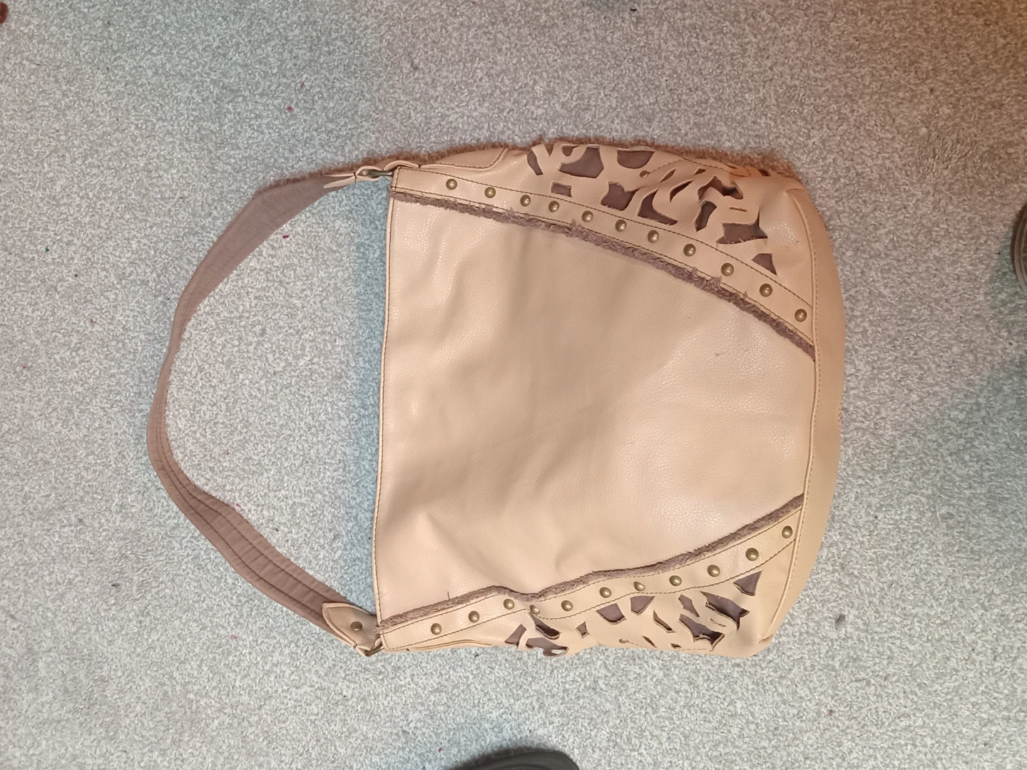 Women's Beige Faux Leather Shoulder Bag