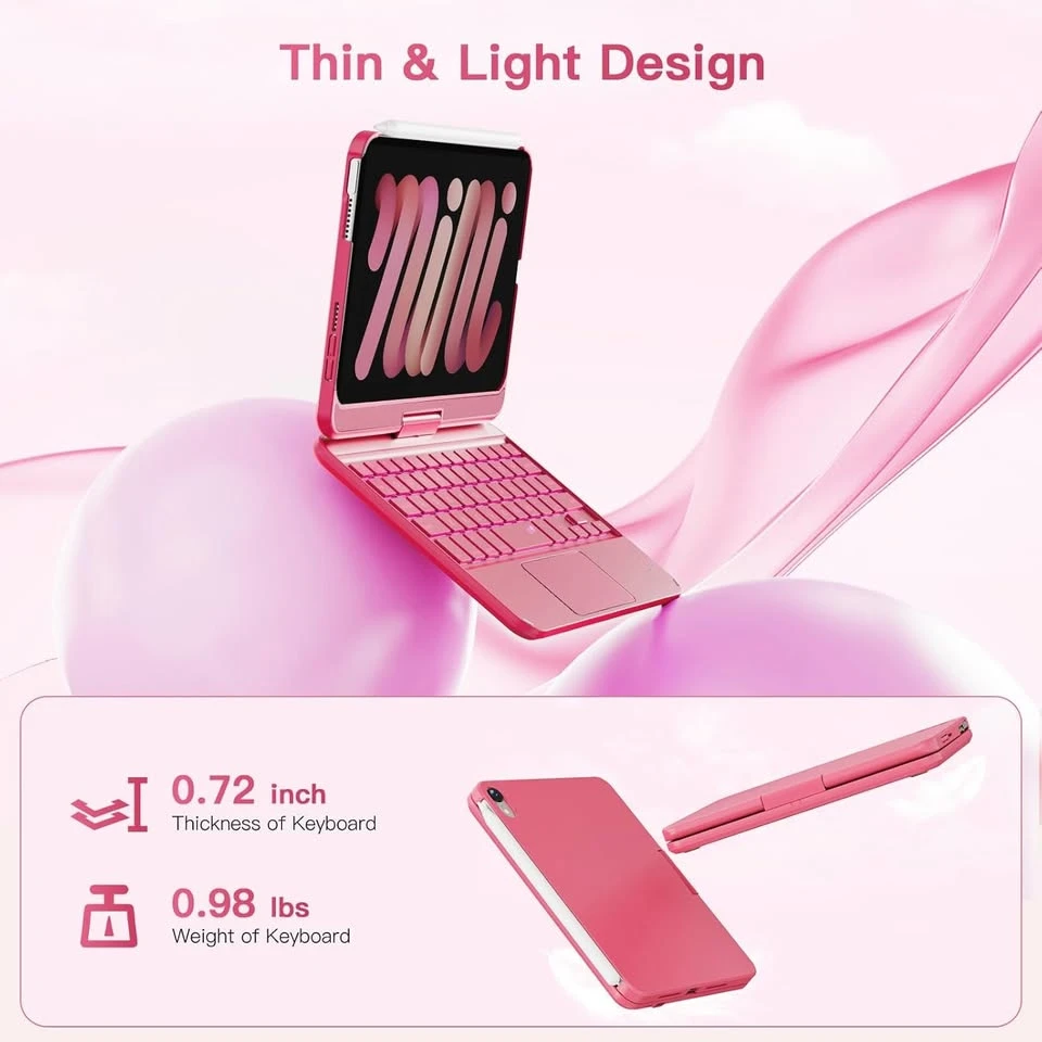 Pink Multi-Function Keyboard Case for iPad mini 7th Gen - photo 5