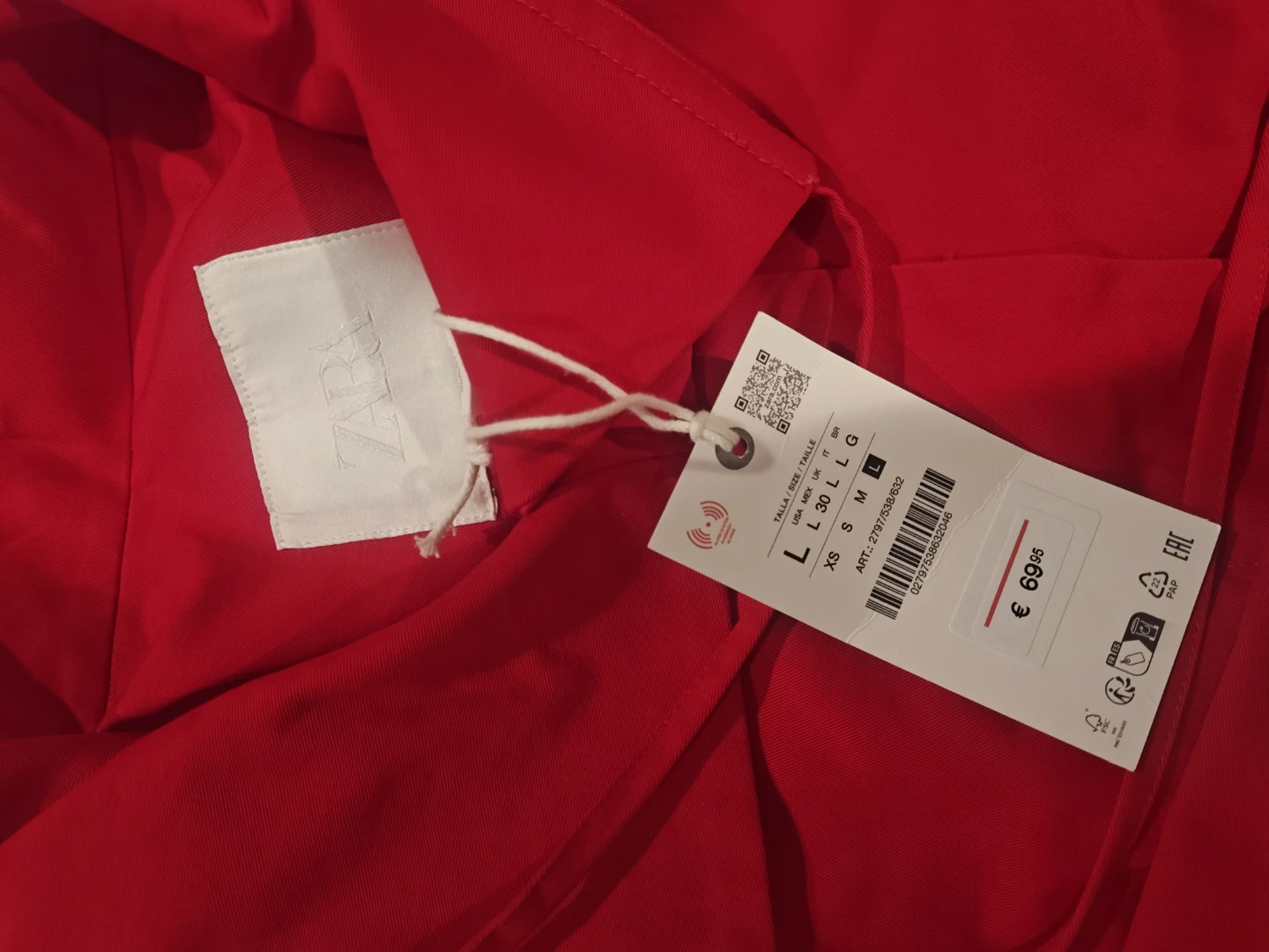 Zara Red Cropped Jacket with Belt - photo 5