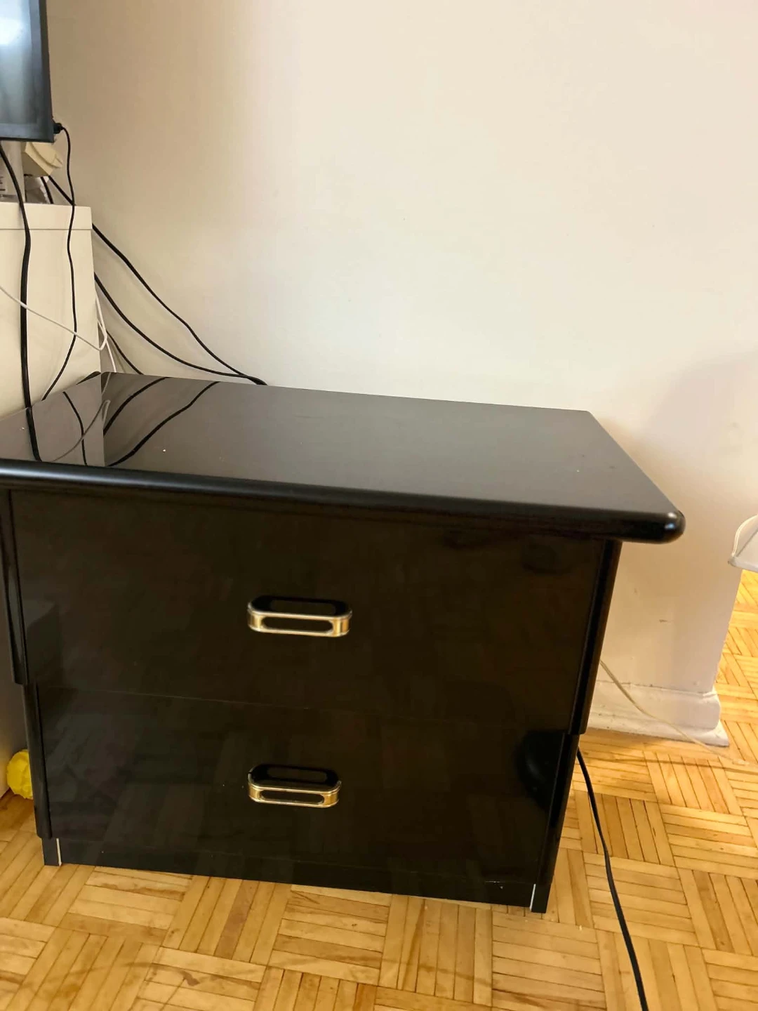 Black Two-Drawer Nightstand