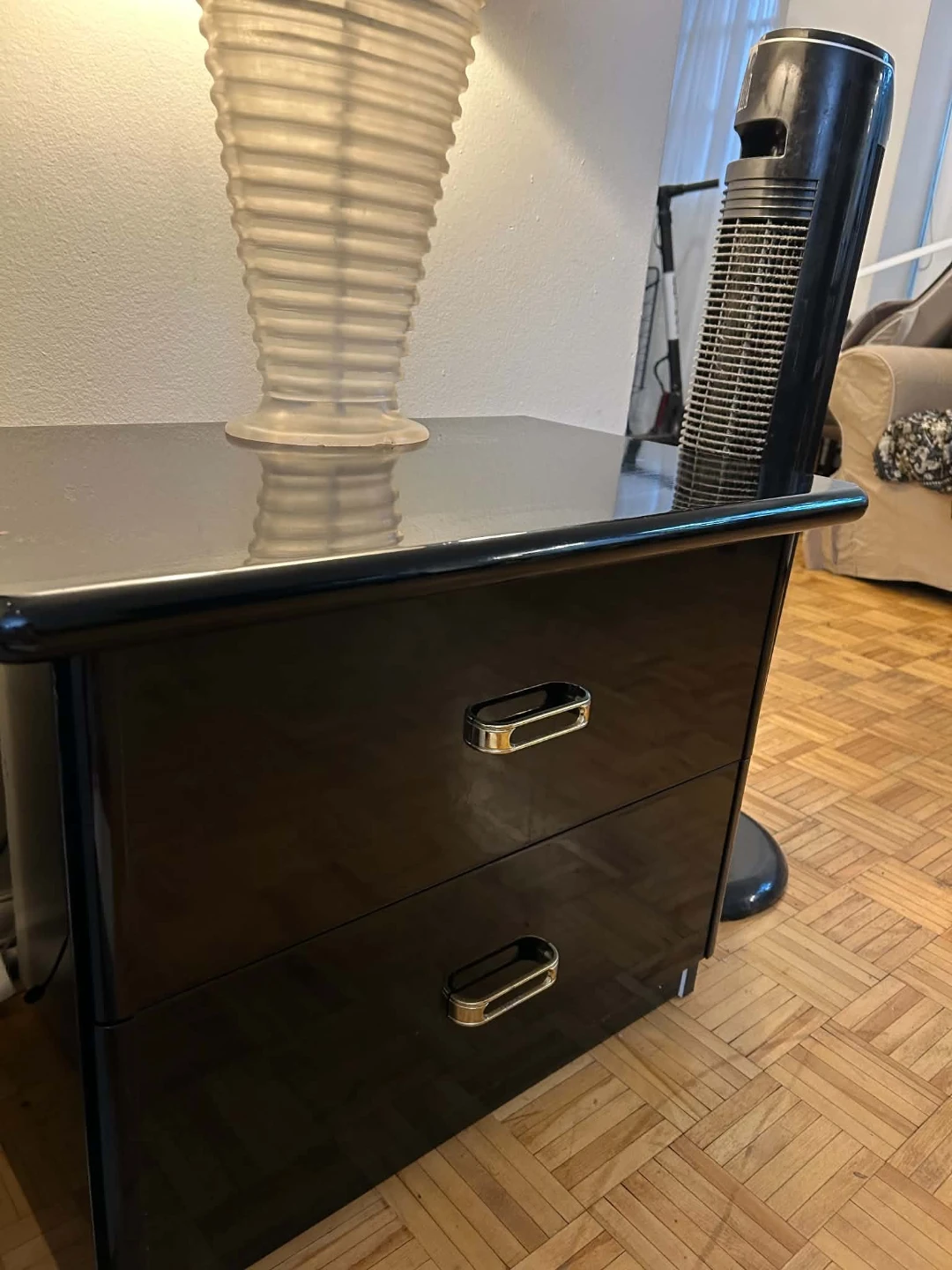 Black Two-Drawer Nightstand - photo 2