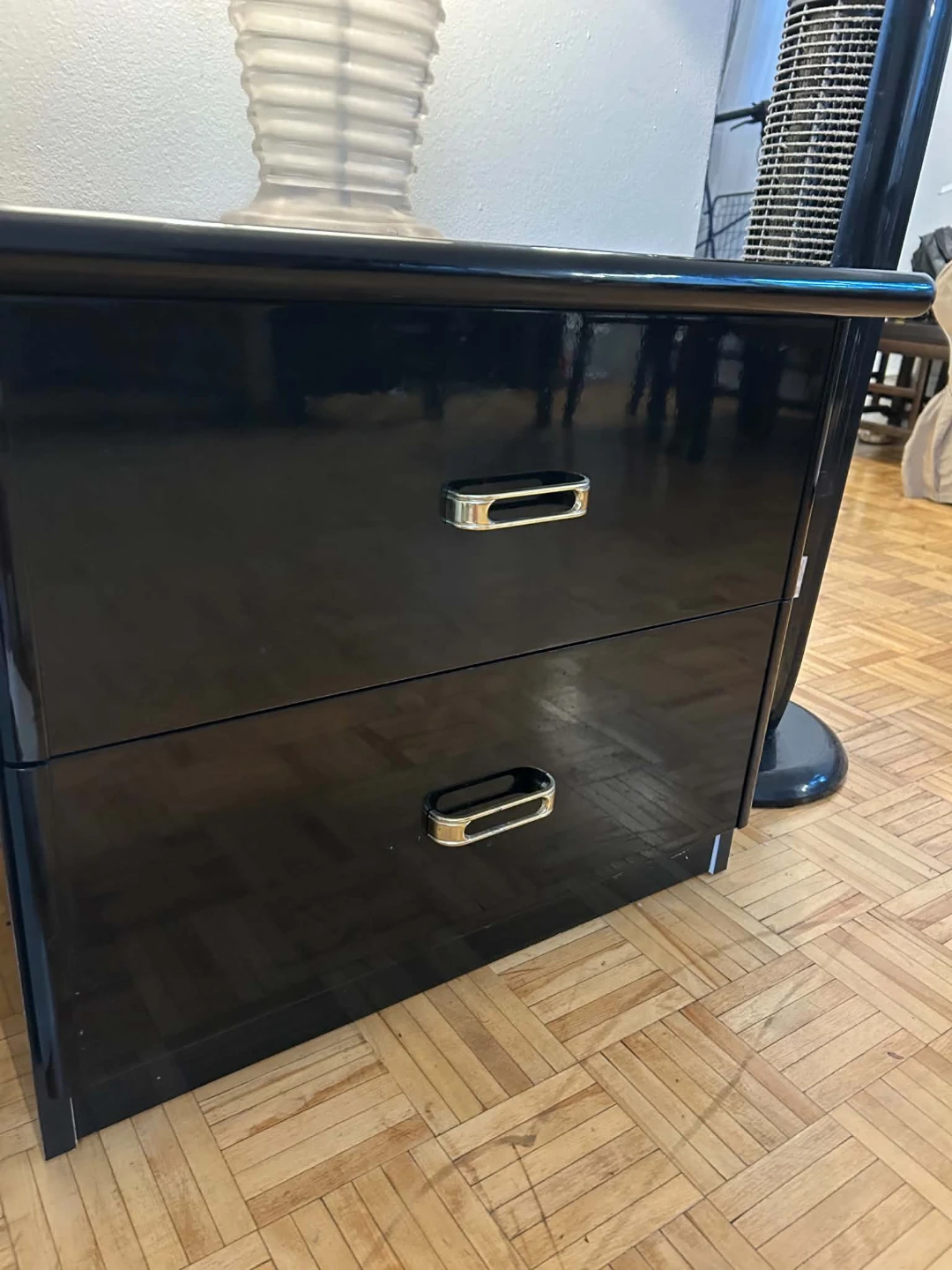 Black Two-Drawer Nightstand - photo 3